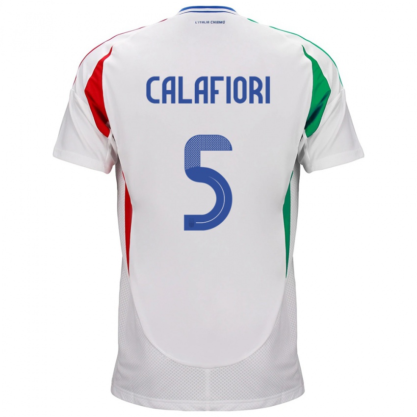 Heren Italië Riccardo Calafiori #5 Wit Uitshirt Uittenue 24-26 T-Shirt