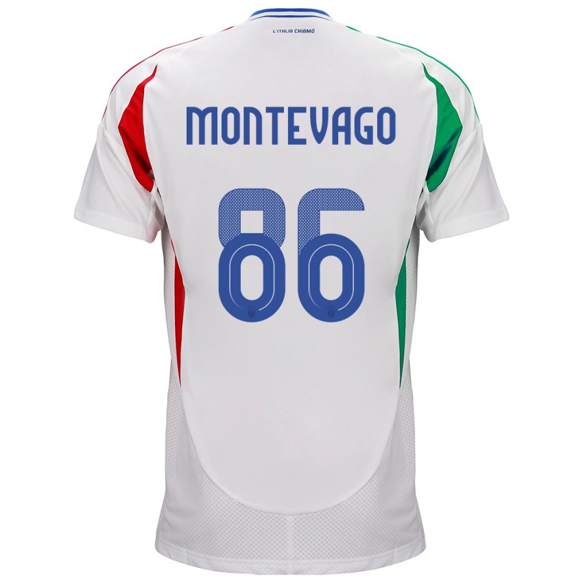 Heren Italië Daniele Montevago #86 Wit Uitshirt Uittenue 24-26 T-Shirt