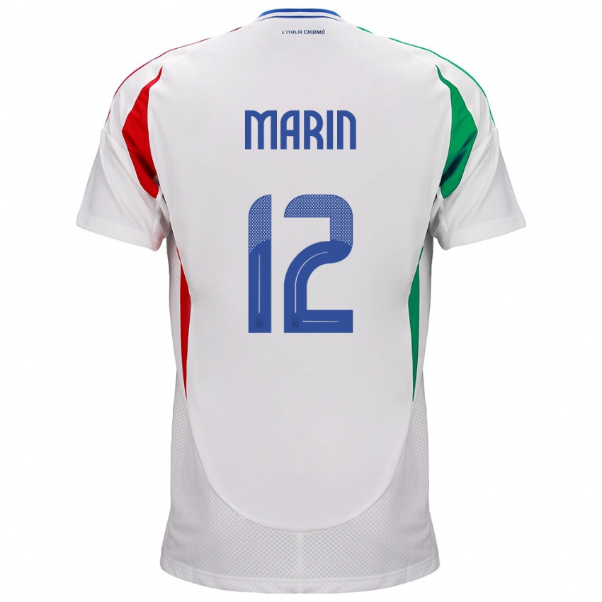 Heren Italië Renato Marin #12 Wit Uitshirt Uittenue 24-26 T-Shirt