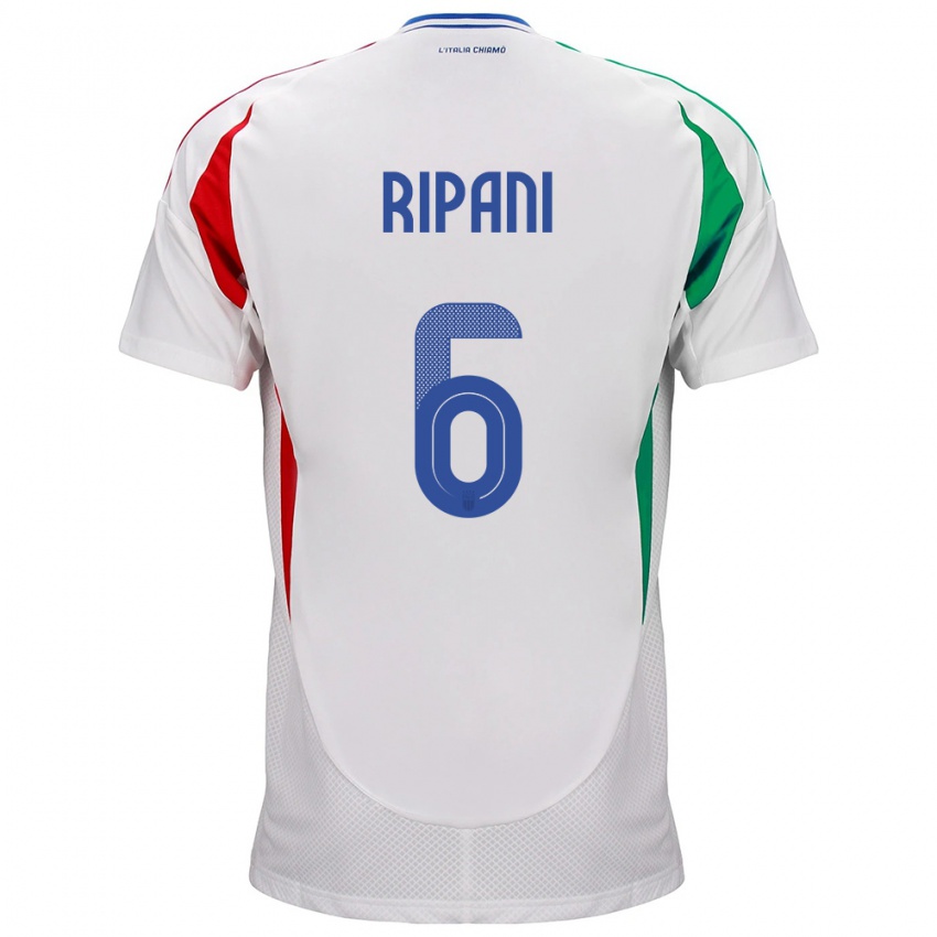 Heren Italië Diego Ripani #6 Wit Uitshirt Uittenue 24-26 T-Shirt