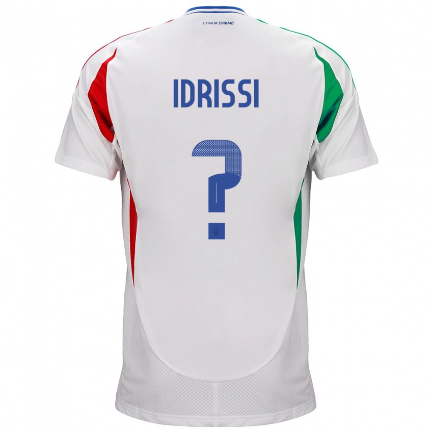 Heren Italië Riyad Idrissi #0 Wit Uitshirt Uittenue 24-26 T-Shirt