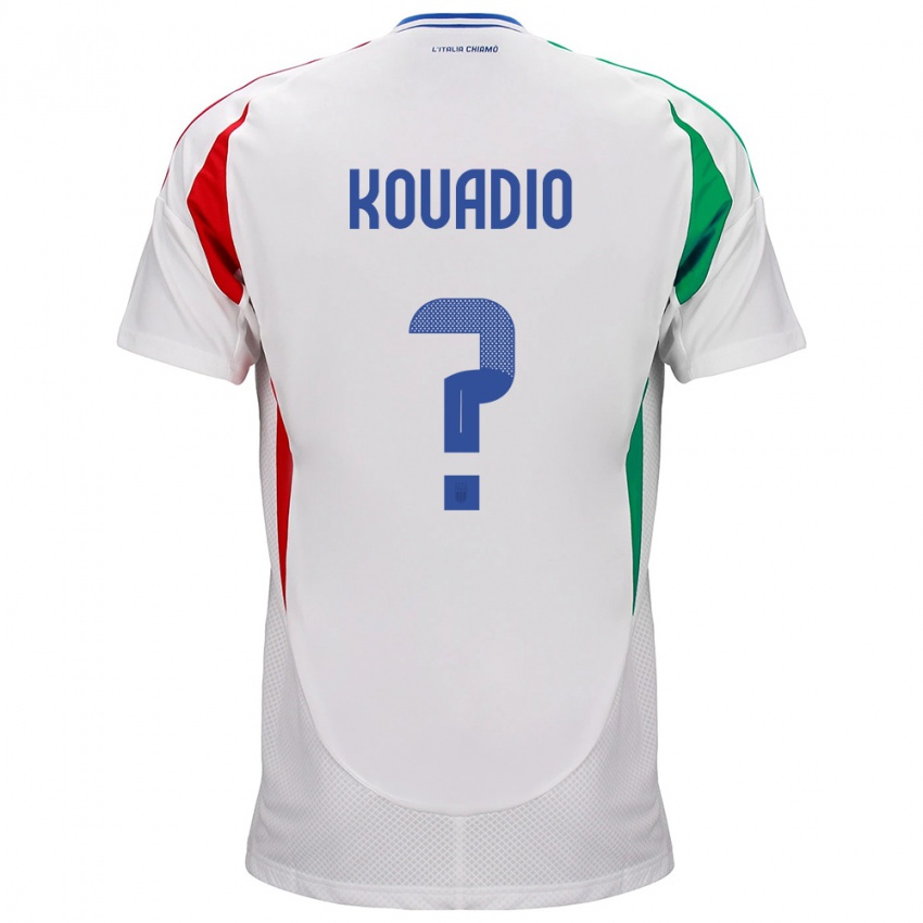 Heren Italië Eddy Kouadio #0 Wit Uitshirt Uittenue 24-26 T-Shirt