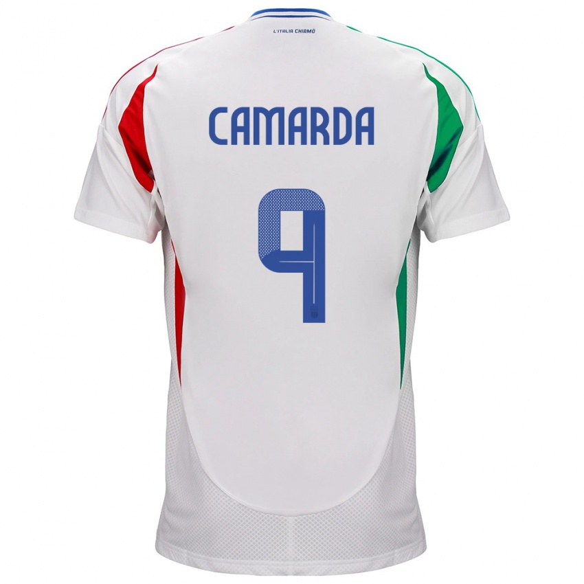 Heren Italië Francesco Camarda #9 Wit Uitshirt Uittenue 24-26 T-Shirt