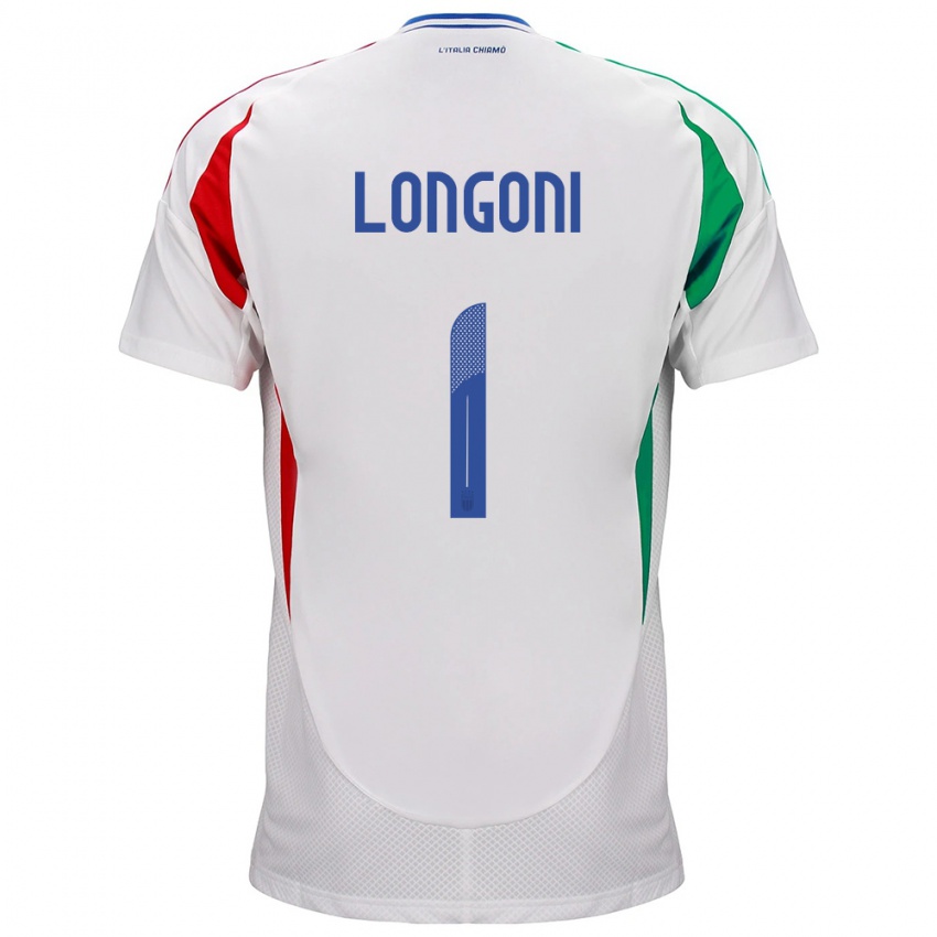 Heren Italië Alessandro Longoni #1 Wit Uitshirt Uittenue 24-26 T-Shirt