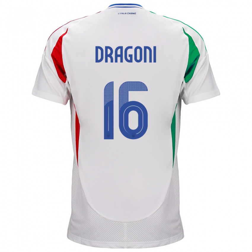 Heren Italië Giulia Dragoni #16 Wit Uitshirt Uittenue 24-26 T-Shirt