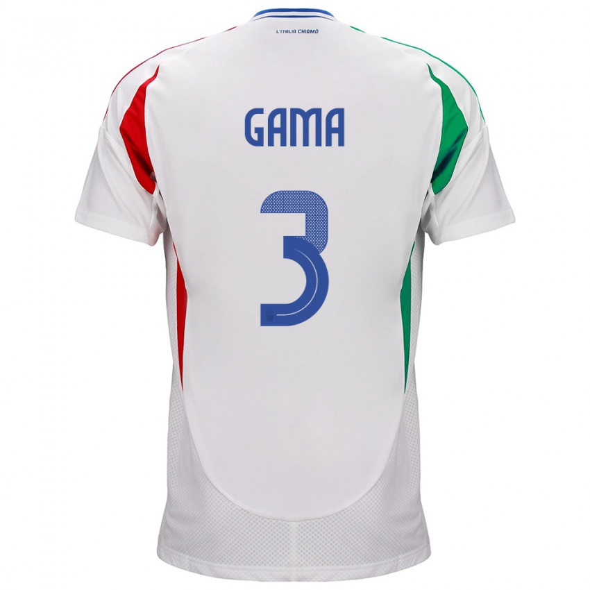 Heren Italië Sara Gama #3 Wit Uitshirt Uittenue 24-26 T-Shirt