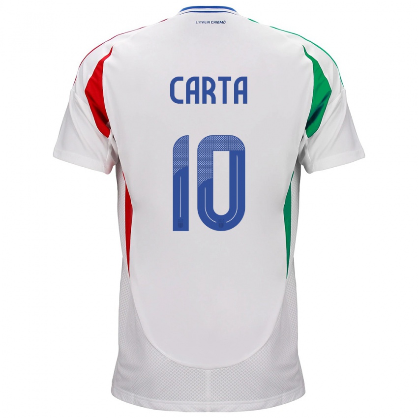 Heren Italië Antonella Carta #10 Wit Uitshirt Uittenue 24-26 T-Shirt