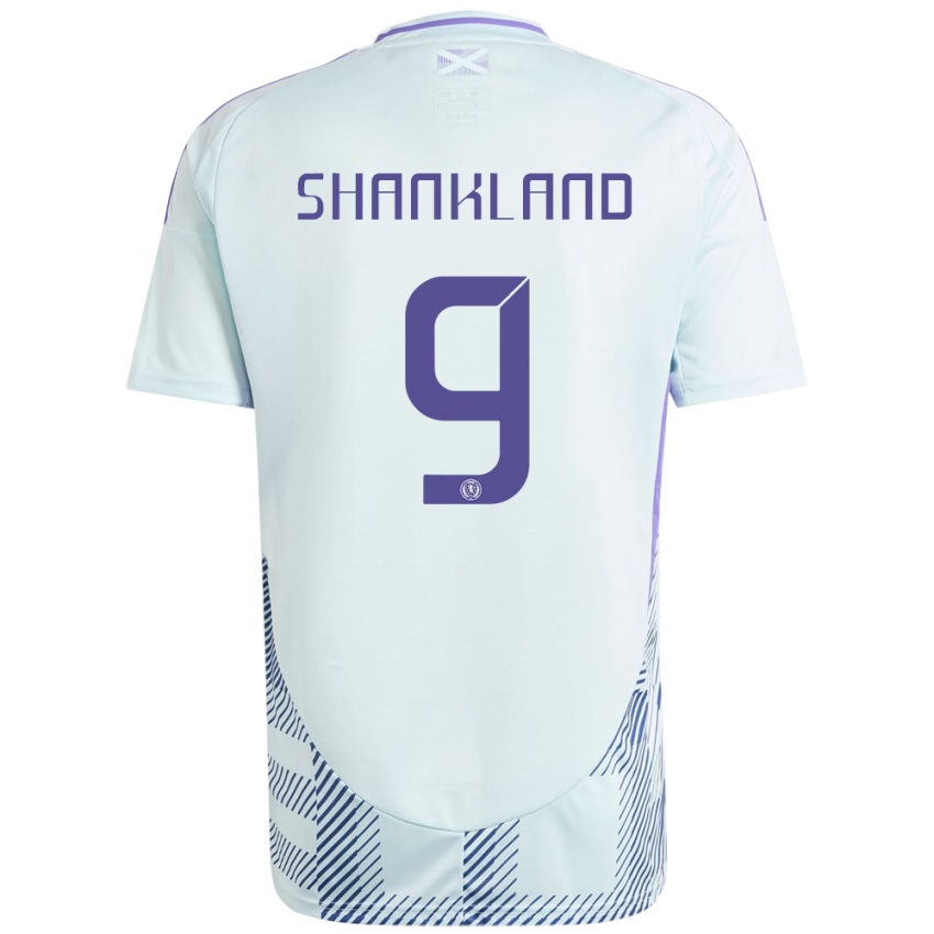 Heren Schotland Lawrence Shankland #9 Licht Mintblauw Uitshirt Uittenue 24-26 T-Shirt