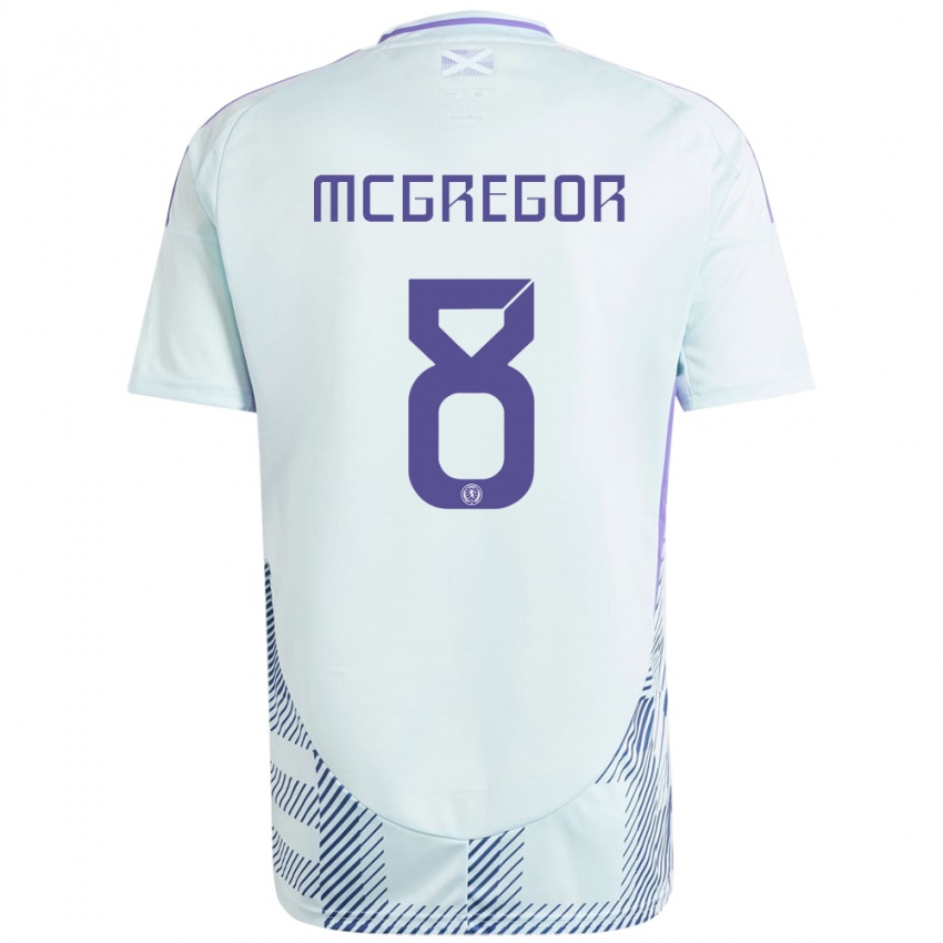 Heren Schotland Callum Mcgregor #8 Licht Mintblauw Uitshirt Uittenue 24-26 T-Shirt