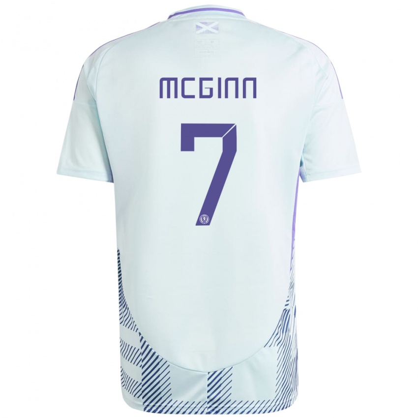 Heren Schotland John Mcginn #7 Licht Mintblauw Uitshirt Uittenue 24-26 T-Shirt