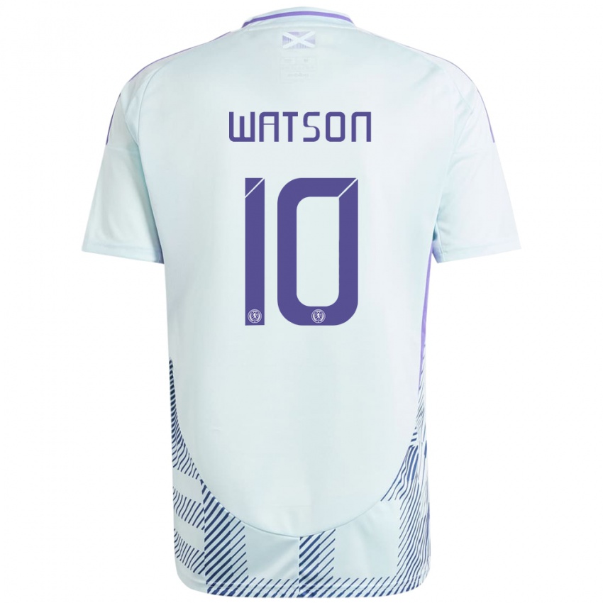 Heren Schotland David Watson #10 Licht Mintblauw Uitshirt Uittenue 24-26 T-Shirt