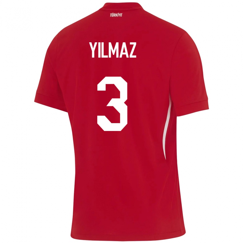 Heren Turkije Berkay Yılmaz #3 Rood Uitshirt Uittenue 24-26 T-Shirt