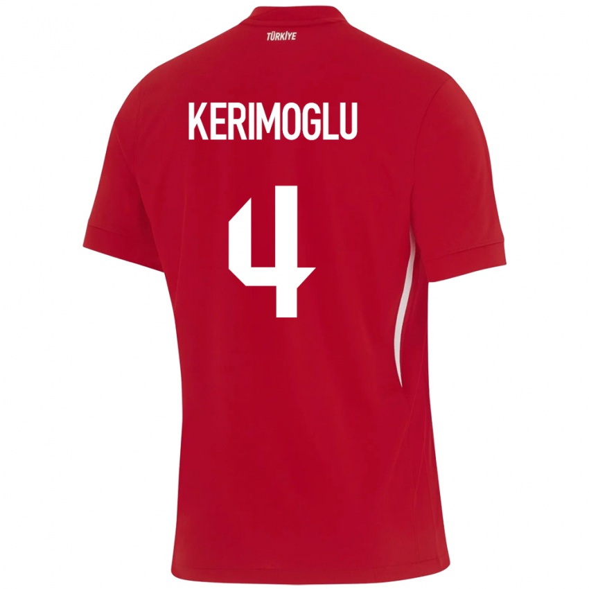 Heren Turkije Zeynap Kerimoğlu #4 Rood Uitshirt Uittenue 24-26 T-Shirt