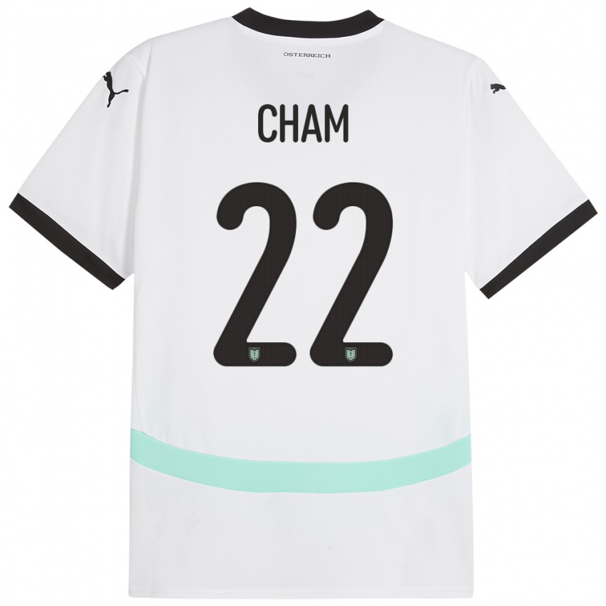 Heren Oostenrijk Muhammed Cham #22 Wit Uitshirt Uittenue 24-26 T-Shirt