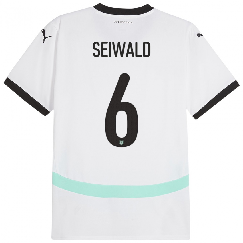 Heren Oostenrijk Nicolas Seiwald #6 Wit Uitshirt Uittenue 24-26 T-Shirt