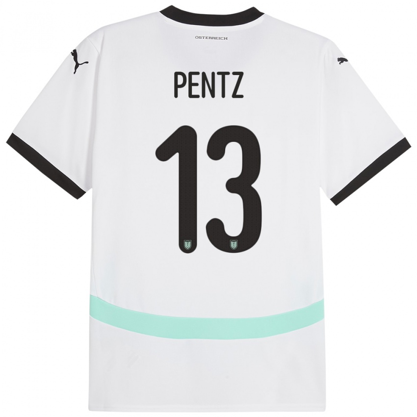 Heren Oostenrijk Patrick Pentz #13 Wit Uitshirt Uittenue 24-26 T-Shirt