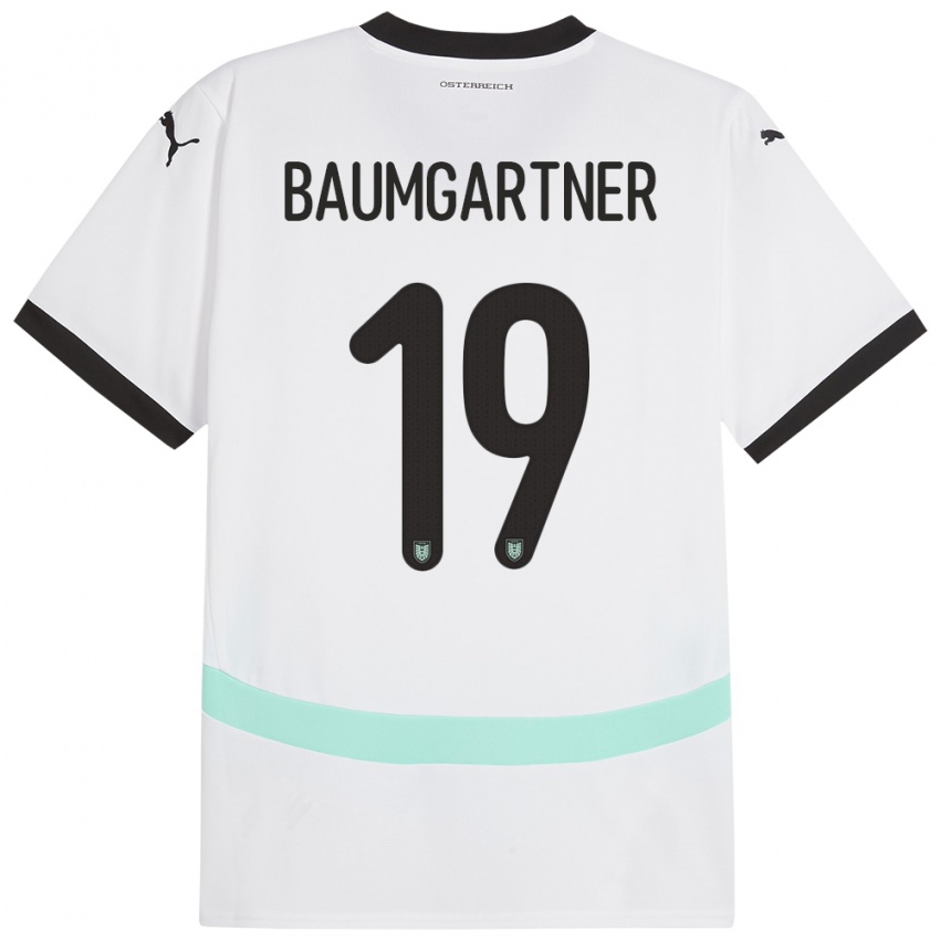 Heren Oostenrijk Christoph Baumgartner #19 Wit Uitshirt Uittenue 24-26 T-Shirt