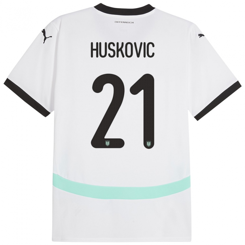 Heren Oostenrijk Muharem Huskovic #21 Wit Uitshirt Uittenue 24-26 T-Shirt