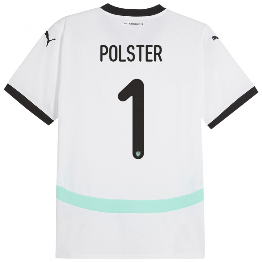 Heren Oostenrijk Nikolas Polster #1 Wit Uitshirt Uittenue 24-26 T-Shirt