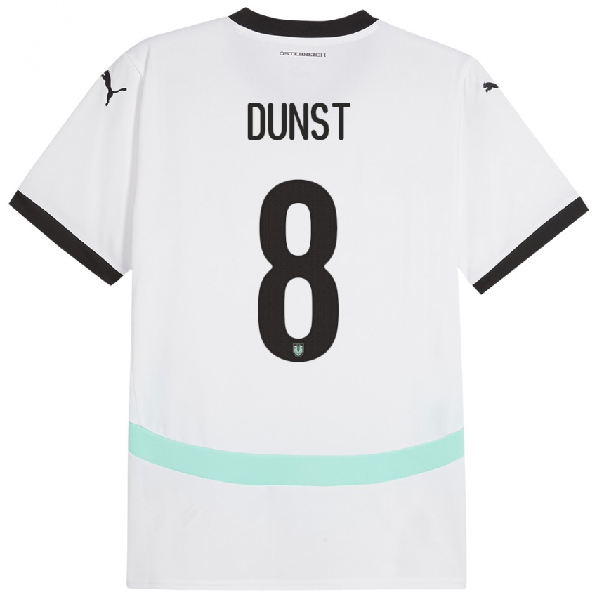 Heren Oostenrijk Barbara Dunst #8 Wit Uitshirt Uittenue 24-26 T-Shirt