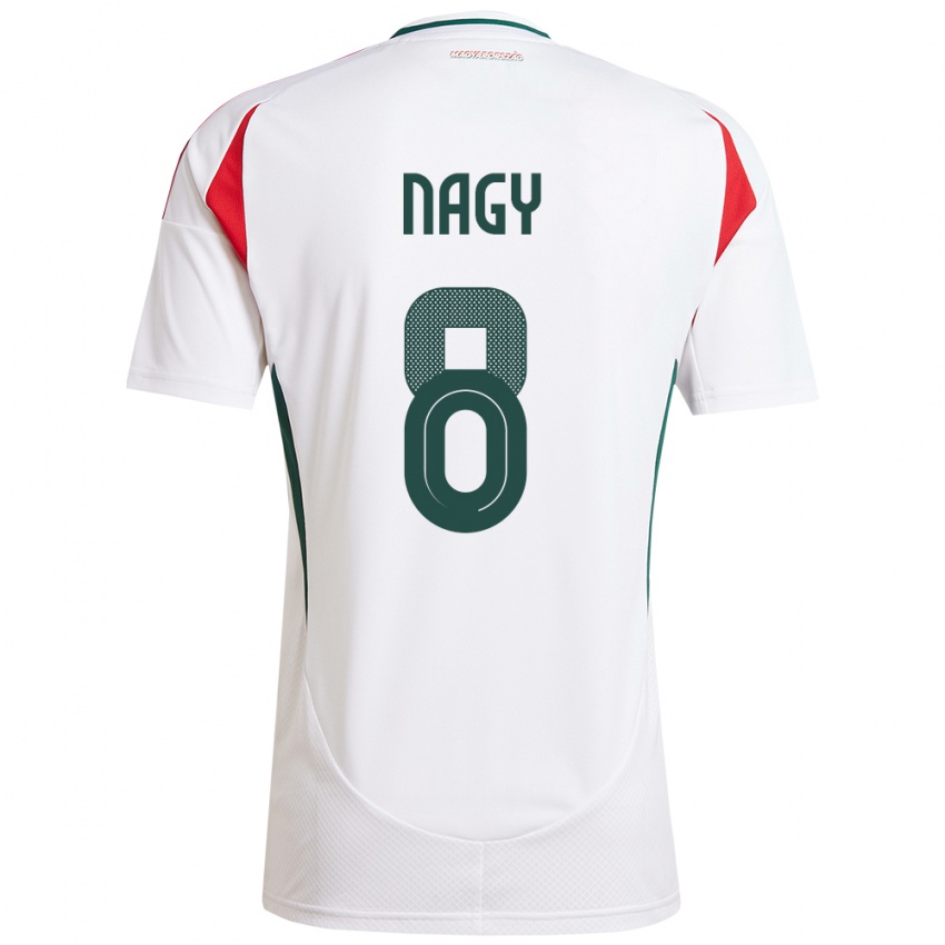 Heren Hongarije Ádám Nagy #8 Wit Uitshirt Uittenue 24-26 T-Shirt