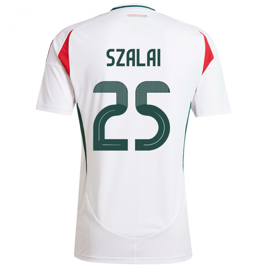 Heren Hongarije Gábor Szalai #25 Wit Uitshirt Uittenue 24-26 T-Shirt