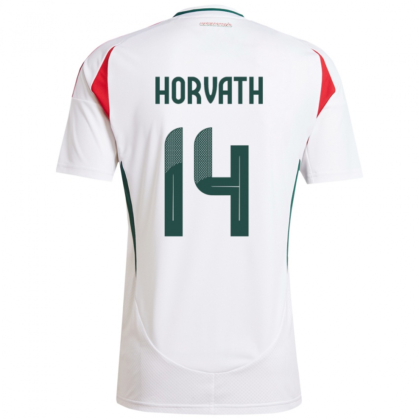 Heren Hongarije Artúr Horváth #14 Wit Uitshirt Uittenue 24-26 T-Shirt