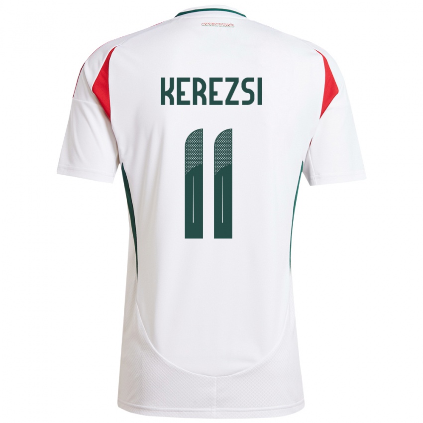 Heren Hongarije Zalán Kerezsi #11 Wit Uitshirt Uittenue 24-26 T-Shirt