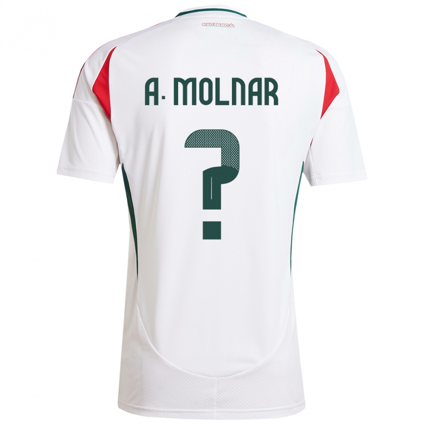 Heren Hongarije Ádin Molnár #0 Wit Uitshirt Uittenue 24-26 T-Shirt