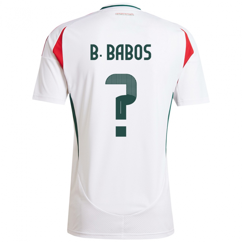 Heren Hongarije Bence Babos #0 Wit Uitshirt Uittenue 24-26 T-Shirt