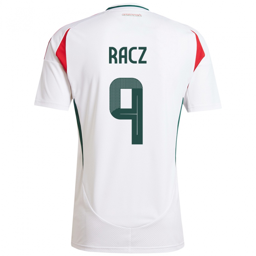 Heren Hongarije Balázs Rácz #9 Wit Uitshirt Uittenue 24-26 T-Shirt