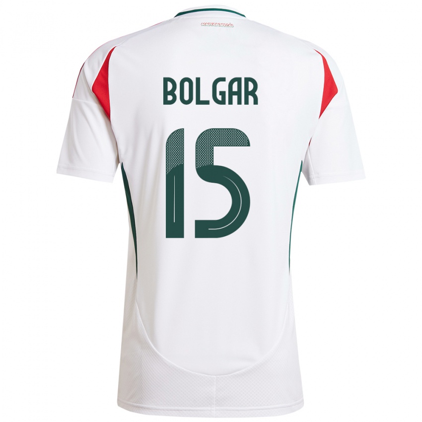 Heren Hongarije Botond Bolgár #15 Wit Uitshirt Uittenue 24-26 T-Shirt