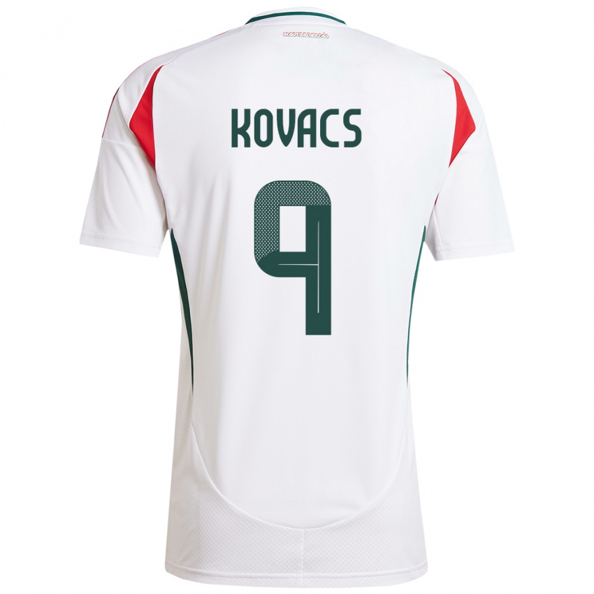 Heren Hongarije Patrik Kovács #9 Wit Uitshirt Uittenue 24-26 T-Shirt