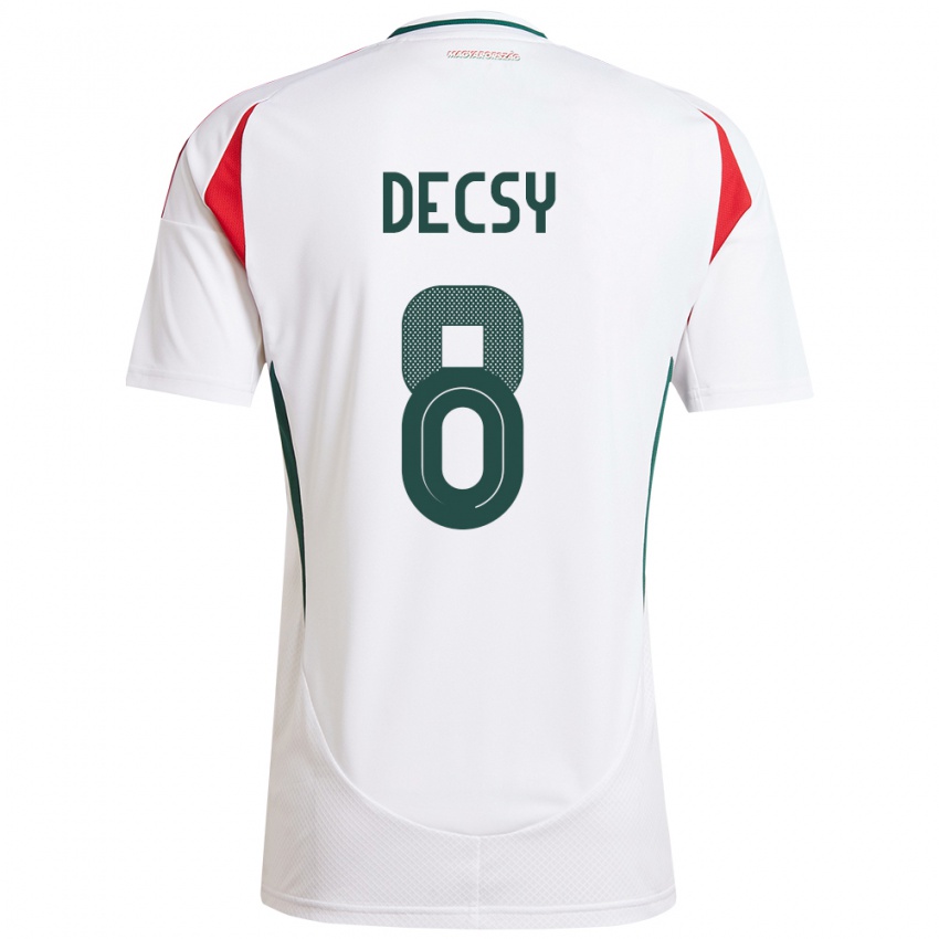 Heren Hongarije Ádám Décsy #8 Wit Uitshirt Uittenue 24-26 T-Shirt