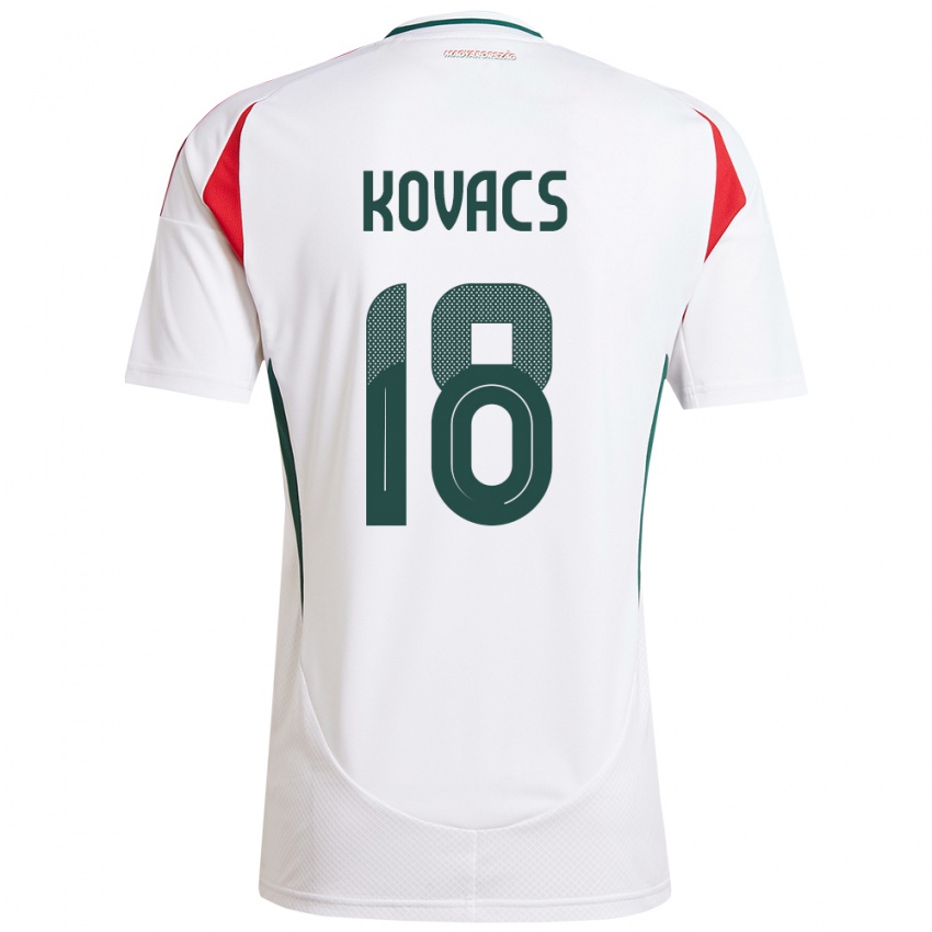 Heren Hongarije Laura Kovács #18 Wit Uitshirt Uittenue 24-26 T-Shirt