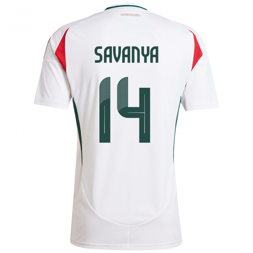 Heren Hongarije Csilla Savanya #14 Wit Uitshirt Uittenue 24-26 T-Shirt