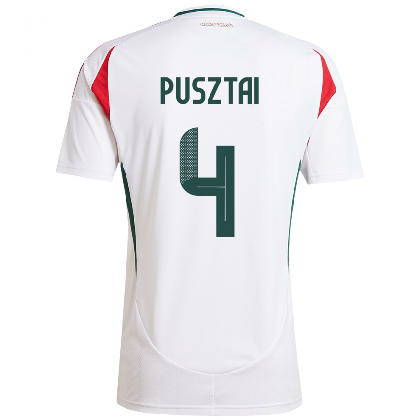 Heren Hongarije Sára Pusztai #4 Wit Uitshirt Uittenue 24-26 T-Shirt