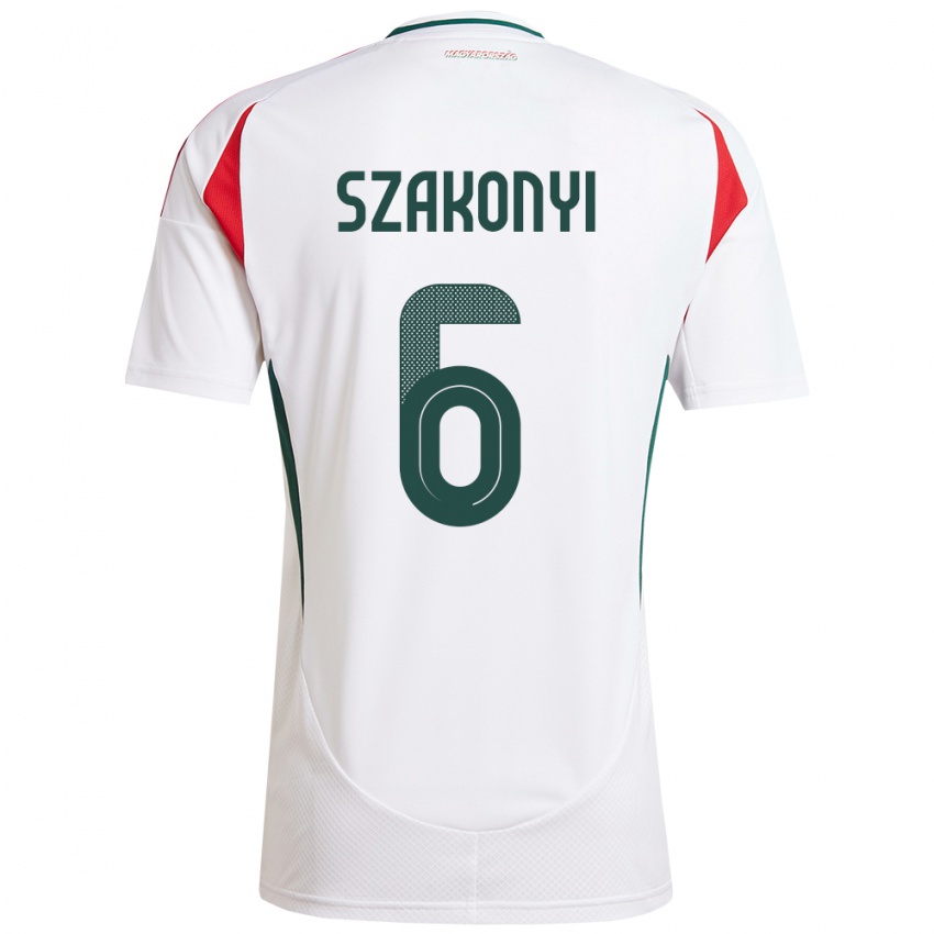 Heren Hongarije Emese Szakonyi #6 Wit Uitshirt Uittenue 24-26 T-Shirt