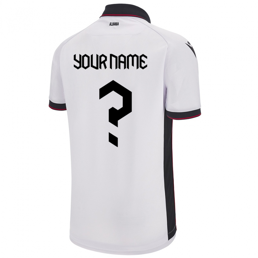 Heren Albanië Uw Naam #0 Wit Uitshirt Uittenue 24-26 T-Shirt