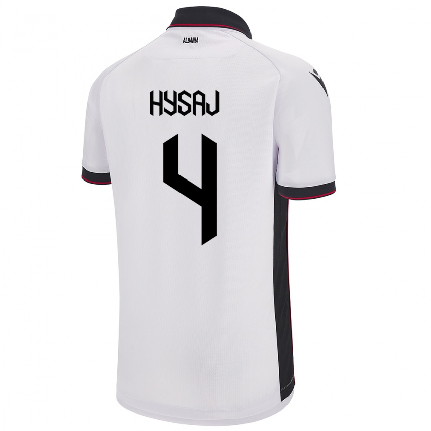 Heren Albanië Elseid Hysaj #4 Wit Uitshirt Uittenue 24-26 T-Shirt