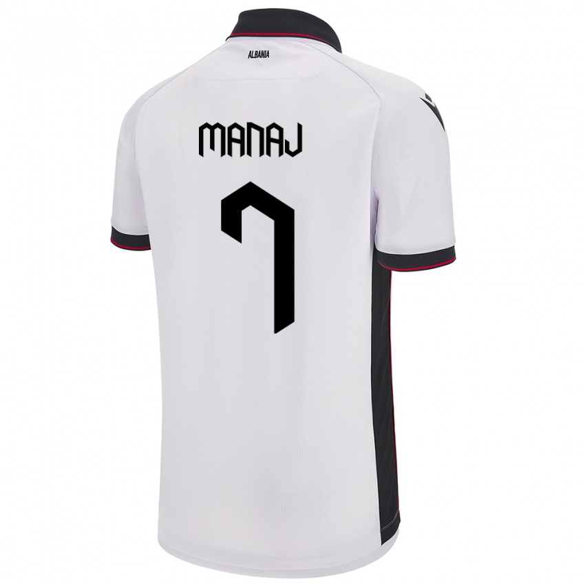 Heren Albanië Rey Manaj #7 Wit Uitshirt Uittenue 24-26 T-Shirt