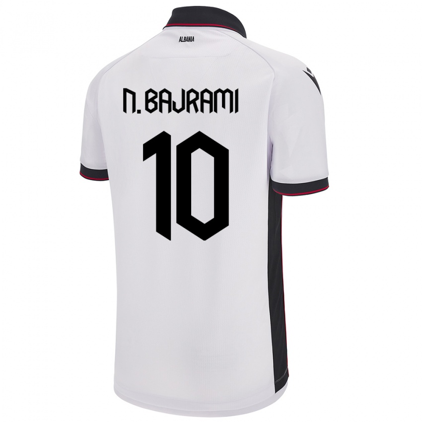 Heren Albanië Nedim Bajrami #10 Wit Uitshirt Uittenue 24-26 T-Shirt