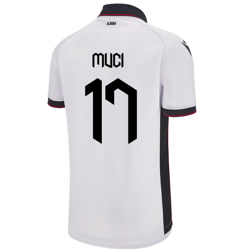 Heren Albanië Ernest Muci #17 Wit Uitshirt Uittenue 24-26 T-Shirt