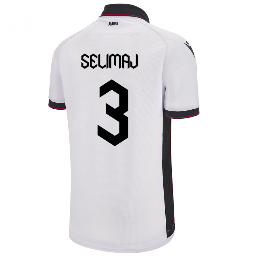 Heren Albanië Ermis Selimaj #3 Wit Uitshirt Uittenue 24-26 T-Shirt