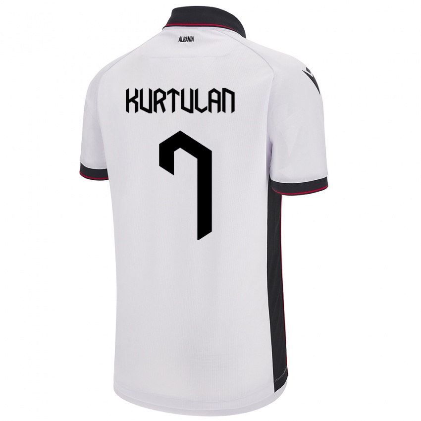 Heren Albanië Arda Kurtulan #7 Wit Uitshirt Uittenue 24-26 T-Shirt