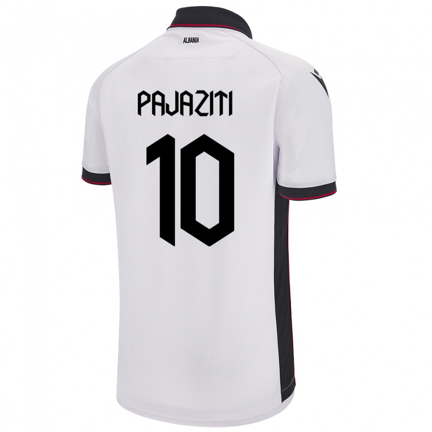 Heren Albanië Adrion Pajaziti #10 Wit Uitshirt Uittenue 24-26 T-Shirt