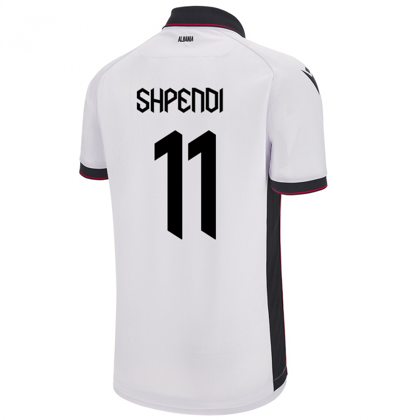 Heren Albanië Stiven Shpendi #11 Wit Uitshirt Uittenue 24-26 T-Shirt