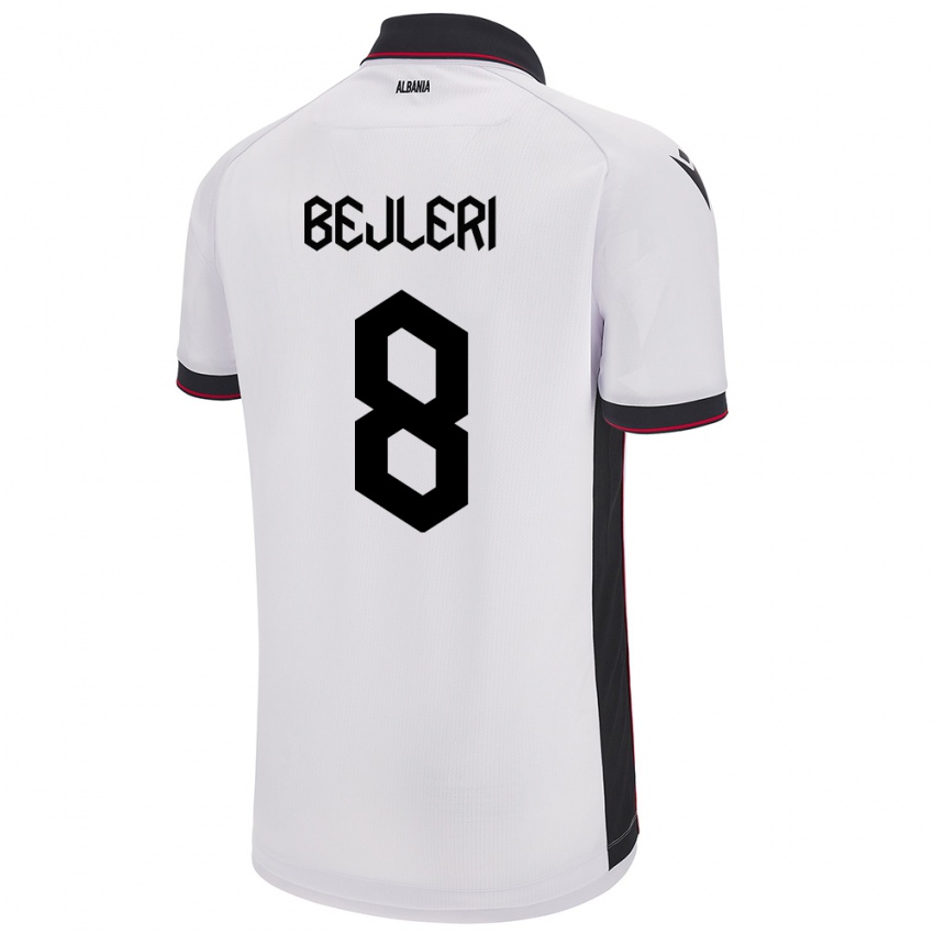 Heren Albanië Markela Bejleri #8 Wit Uitshirt Uittenue 24-26 T-Shirt