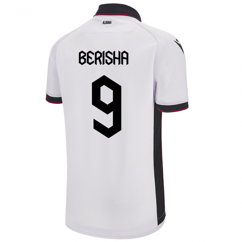 Heren Albanië Fortesa Berisha #9 Wit Uitshirt Uittenue 24-26 T-Shirt