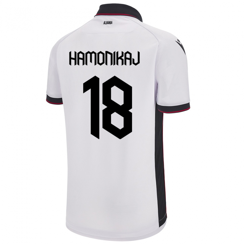 Heren Albanië Klea Hamonikaj #18 Wit Uitshirt Uittenue 24-26 T-Shirt